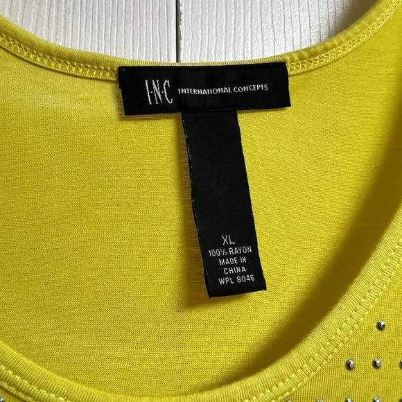 INC Yellow Studded Tank Top with Front Pocket-Size XL.fits large size perfectly - Picture 3 of 7